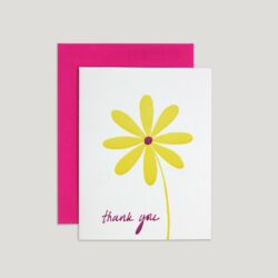 Thank You card with yellow daisy and script writing